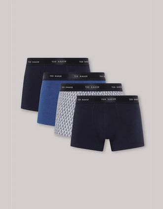 Ted Baker Mens 4 Pack Plain Design Trunk - Multi/Navy - Size: 37/36/32