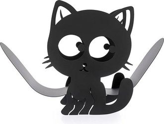 OEM Soporte Met&aacute;lico Para Rollo De Papel Higi&eacute;nico Animales, Contenedor Almacenamiento Pie Pared Color Negro Mate Ba&ntilde;o, Soporte Papel Higi&eacute;nico Gato
