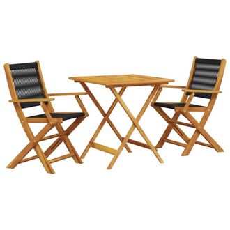 Berkfield Home 3 Piece Bistro Set Black Polypropylene & Solid Wood
