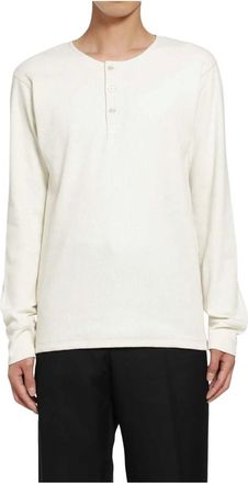 Christophe Lemaire Tops, Heren, Wit, M, Katoen, Long Sleeve Henley