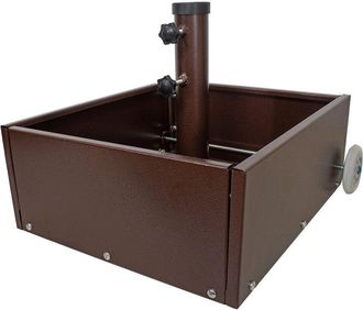 Sunnydaze Rolling Outdoor Umbrella Base With Fillable Planter For Umbrellas With 2In Diameter Poles