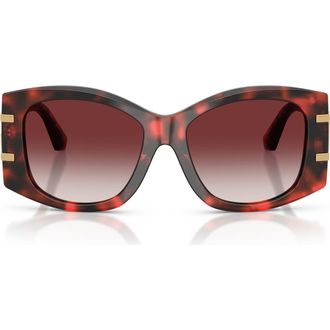 Dolce & Gabbana 54mm Gradient Butterfly Sunglasses in Red Havana/dark Brandy at Nordstrom