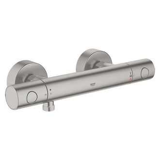GROHE Vitalio Joy Doucheset - 60cm glijstang - ronde handdouche - 3 straalsoorten - thermostaatkraan - Brushed Supersteel (RVS)