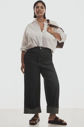 Pilcro The Kayden Railroad Stripe Barrel Carpenter Jeans by Pilcro