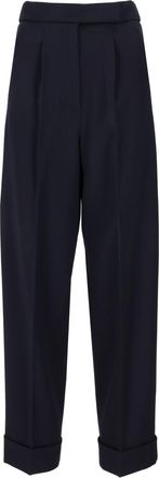 Max Mara Navy Blue Tailored Pleated Pants