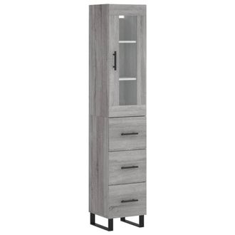 Berkfield Home Highboard Grey Sonoma 34.5x34x180 cm Engineered Wood