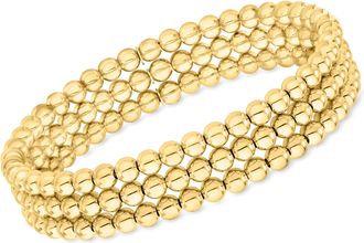 Ross-Simons Italian 5mm 18kt Gold Over Sterling Jewelry Set: 3 Bead Stretch Bracelets