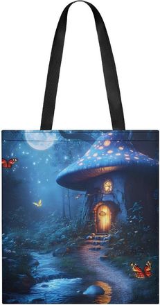 Generic Mushroom House Tote Bag for Women Men Shoulder Bags Purses Pouch Handbags