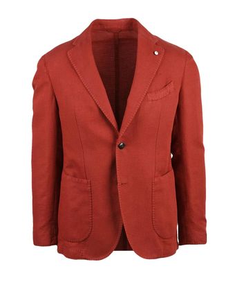 L.B.M. 1911 Red Linen Cotton Rounded Jacket