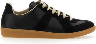 Maison Margiela Black Leather And Suede Sneakers