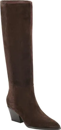 Marc Fisher Tarrie Tall Block Heel Boot in Dark Brown 201 at Nordstrom, Size 7.5