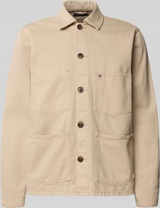Tommy Hilfiger Regular Fit Hemdjacke aus reiner Baumwolle in Beige, Gr&ouml;&szlig;e XXL