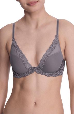 Natori Feathers Plunge T-Shirt Bra in Nickel at Nordstrom, Size 32B
