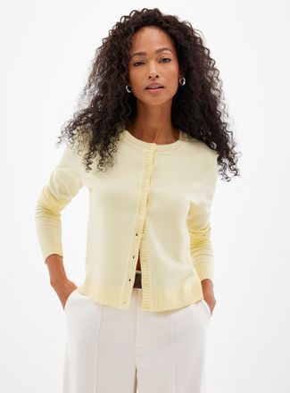 Contemporaine Womens Fine-knit crew-neck Cardigan Sweater