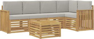 vidaXL Conjunto De Sof&aacute;s De Exterior 6 Uds. Blanco Y Gris Claro Vidaxl