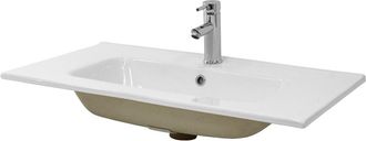 ML Design Lavabo cer&aacute;mica lavamanos com&uacute;n pila para aseo de ba&ntilde;o blanco