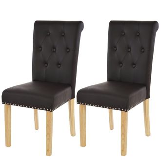 Hhg Hhg - Nunca Usado] Juego De 2 Silla De Comedor Chesterfield Ii, Silla Silla De Cocina, Remaches, Imitaci&oacute;n De Cuero, Caf&eacute;, Patas Ligeras