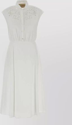 Valentino Garavani poplin dress cap sleeves elasticated waist embroidery
