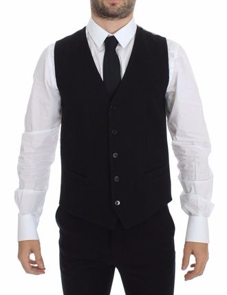 Dolce & Gabbana Mens Black Knitted Vest Silk - Size EU 48 (Mens)