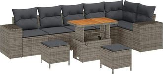 vidaXL Conjunto De Sof&aacute; De Jard&iacute;n Con Coj&iacute;n 9 Pcs Gris 90 X 55 X 71 Cm Vidaxl