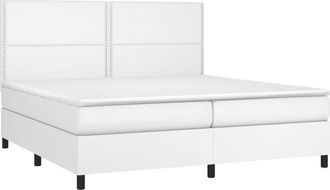 vidaXL Vidaxl - Cama Box Spring Colch&oacute;n Y Led Cuero Sint&eacute;tico Blanco 200x200 Cm