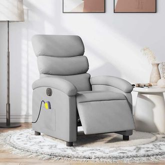 vidaXL Sill&oacute;n Reclinable De Masaje El&eacute;ctrico Tela Gris Claro Vidaxl