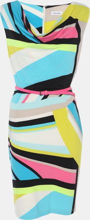 Calvin Klein Multicolor Printed Jersey Sleeveless Belted Mini Dress