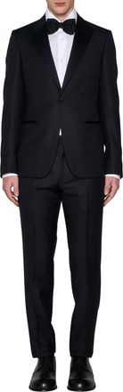 Ermenegildo Zegna Mens Single-Breasted Wool Blazer Black Suits