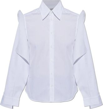 VETEMENTS Shirt met decoratief afgewerkte mouwen - Dames - Overhemden - Wit - M - Katoen - Overhemden