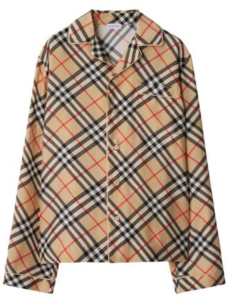Burberry Womens Giu Camel Beige Checked Shirt - Tan Silk - Size EU 36 (Womens)