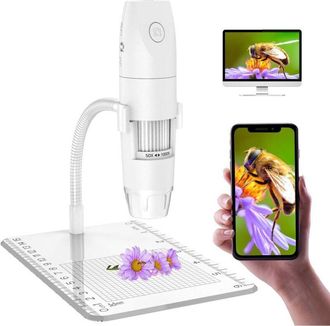 OEM Microscopio Digital Wifi, Mini Microscopio Con Aumento De 50x A 1000x, 1080p Hd 2.0 Mp, 8 Led, Port&aacute;til Usb, Compatible Con Android, Iphone, Tabletas,
