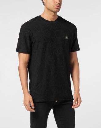 Philipp Plein Round Neck Jacquard T-Shirt Crest Men in Black at Nordstrom, Size Xxx-Large
