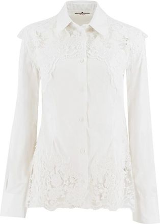 Ermanno Scervino Slim-Fit Katoenen Poplin Overhemd - Dames - Overhemden - Wit - XS - Katoen - Overhemden