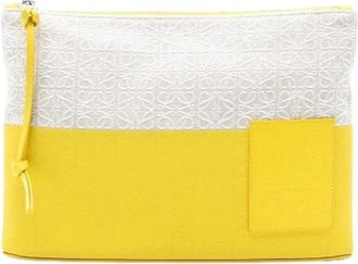 Loewe Pre-owned Clutches, female, Yellow, Size: ONE SIZE Pre-owned Canvas Clutch