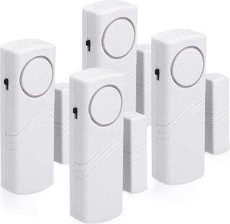 No Brand Sistema De Alarma De Cuatro Piezas Para Puertas Y Ventanas - Alarma Antirrobo Inal&aacute;mbrica - Seguridad Residencial - Tipo Magn&eacute;tico - 100 Decibelios