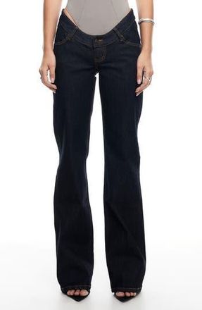 Lioness Cocoon Dipped Low Rise Straight Leg Jeans in Dark Denim at Nordstrom Rack, Size Large
