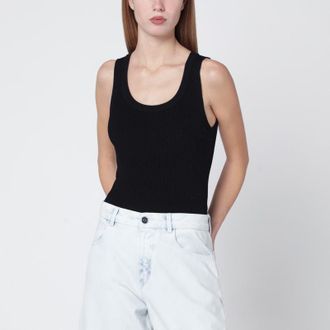 Alaia Black ribbed knit bodysuit