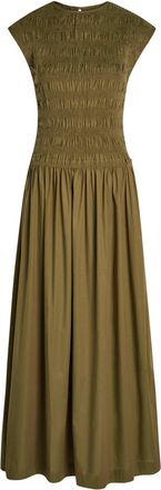 Faithfull The Brand Ale Smocked Cotton Midi Dress - Green - S (UK8-10 / S)