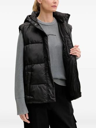 Karl Lagerfeld hooded belted puffer vest - Black