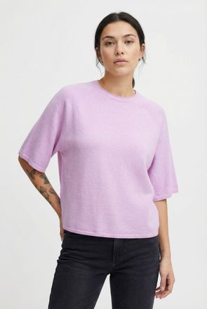 Only Rundhalspullover ONLY ONLLOYAL 2/4 O-NECK KNT NOOS, Damen, Gr. M, super pink detail:melange, Strick, Obermaterial: 80% Polyester, 20% Nylon, meliert, 