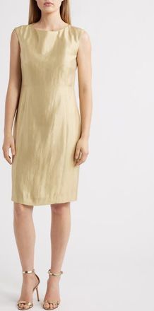 Anne Klein Cap Sleeve Metallic Sheath Dress in Safari at Nordstrom, Size 2
