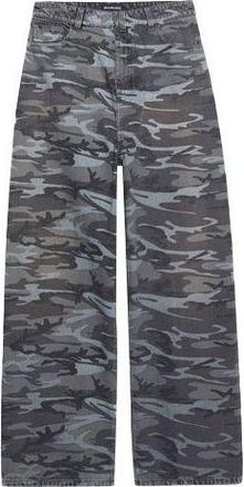 Balenciaga Wide Leg Camouflage Jeans Grey 641456TJW551055