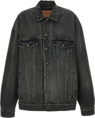 Balenciaga Denim Jas Met Gebruikt Effect - Dames - Spijkerjassen - Grijs - S - Denim - Jassen