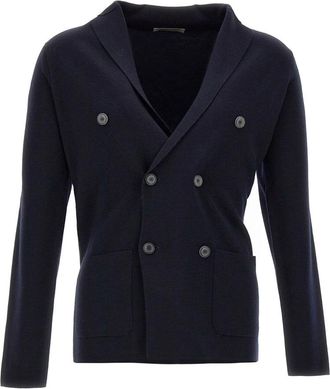 FILIPPO DE LAURENTIIS Heren Merino Wol Cardigan Blazer - Heren - Vesten - Blauw - XL - Wol - Truien & Vesten