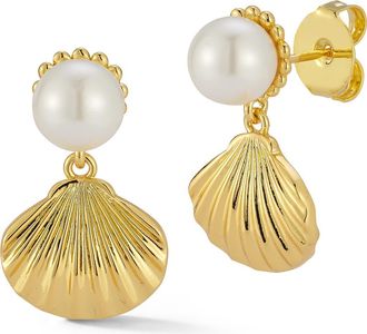 Sphera Milano Freshwater Pearl Shell Stud Earrings in Gold at Nordstrom Rack