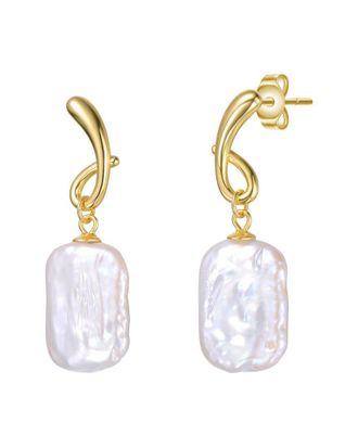 Genevive 14K Over Silver 19-14Mm Pearl Tennis Earrings