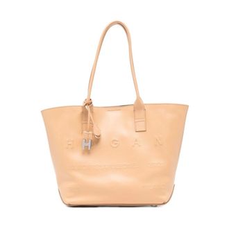 Hogan Tote Bags, female, Brown, Size: ONE SIZE Small leather tote bag