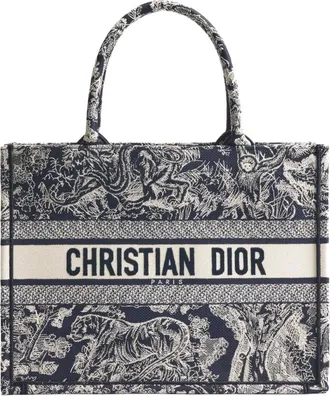 Dior Medium Book Tote - Dames - Tassen - Blauw - Maat: ONE Size Katoen
