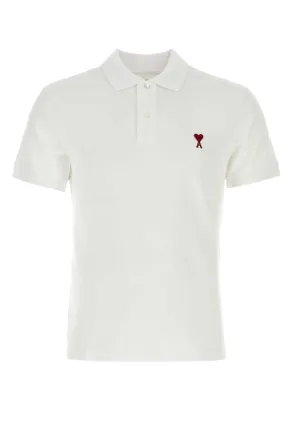 Ami Cotton Piquet Polo Shirt - White