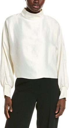 Halston Heritage Satin Mock Neck Blouse